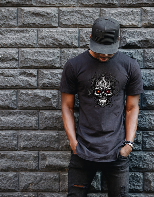 Black and Orange Skull T-Shirt – Bold & Edgy Streetwear